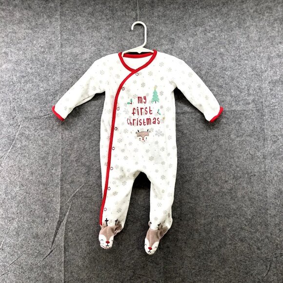 Dunnes Stores Baby 6-9M My First Christmas Footed Pajama Fleece One Piece - Picture 1 of 7
